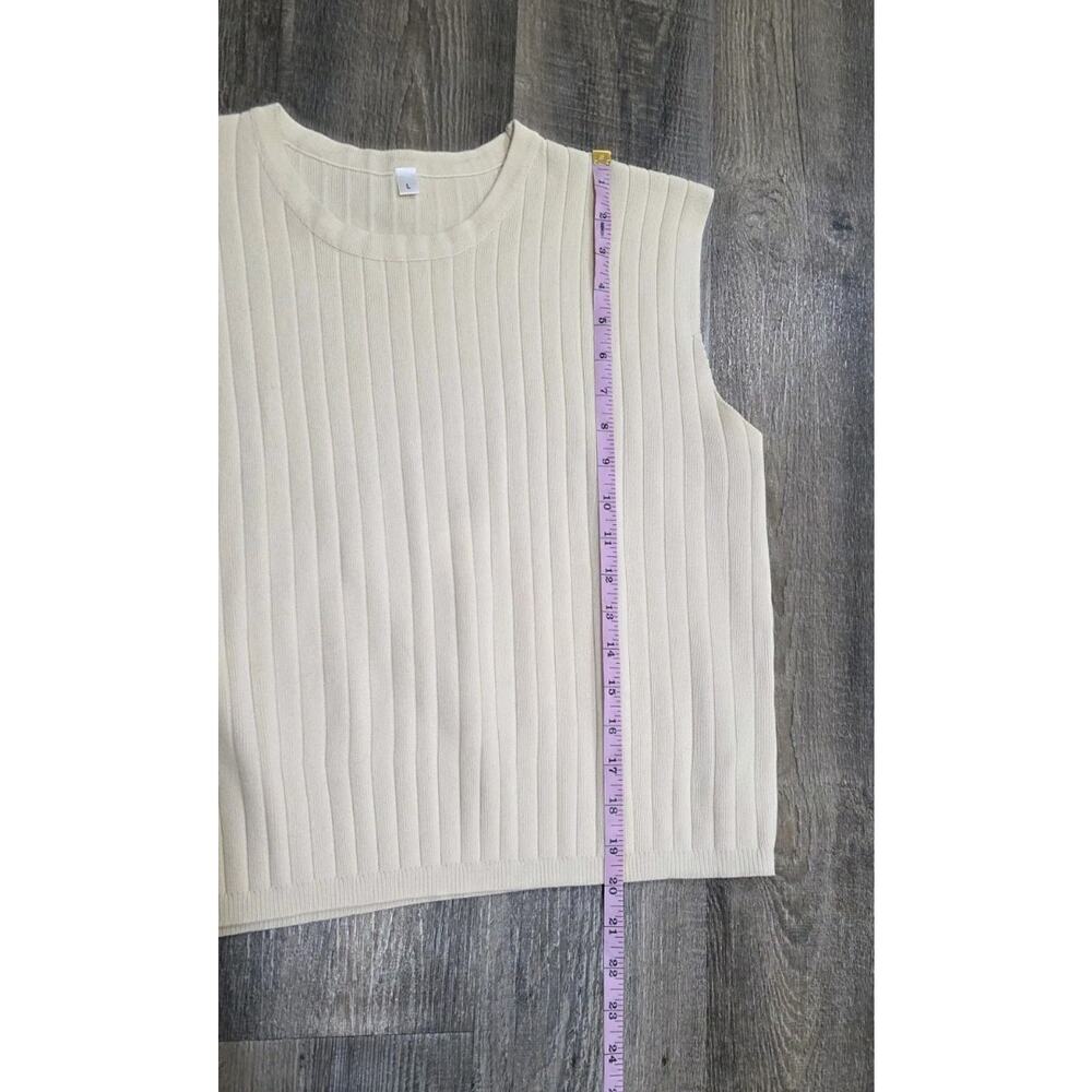 Cream Crop Sweater Tank Top Fashion Brand Women's Size Large - Picture 5 of 6